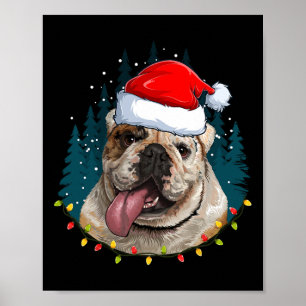 Bulldog Dragen Santa Hoed Xmas - Bulldog Lover Chr Poster