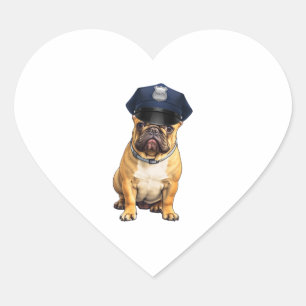 Bulldog Dragen van politie Pet Hart Sticker
