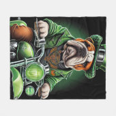 Bulldog Driving Bike St. Patrick's Day Fleece Deken (Voorkant (Horizontaal))