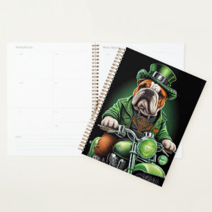 Bulldog Driving Bike St. Patrick's Day Planner