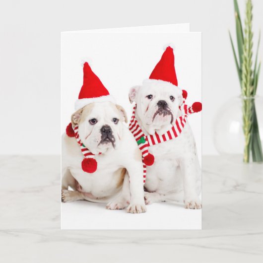 Bulldog Elves Feestdagen Kaart (Voorkant)
