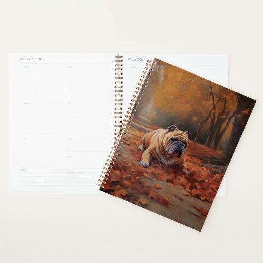 Bulldog en automne Feuilles automne Inspire (Devant avec enveloppe)