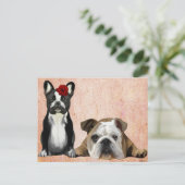 Bulldog en English Bulldog Briefkaart (Staand voorkant)