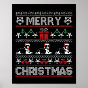 Bulldog Family Matching Grappig Lelijk Kerstzweet Poster