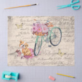 Bulldog Floral Bicycle Ephemera Ontkoppeling Tissuepapier (Craft)