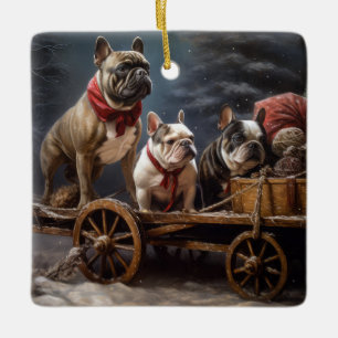 Bulldog français décoration de Noël traîneau ennei