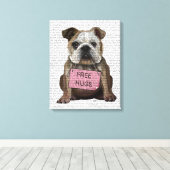 Bulldog Free Hugs Canvas Afdruk (Insitu (Houten vloer))