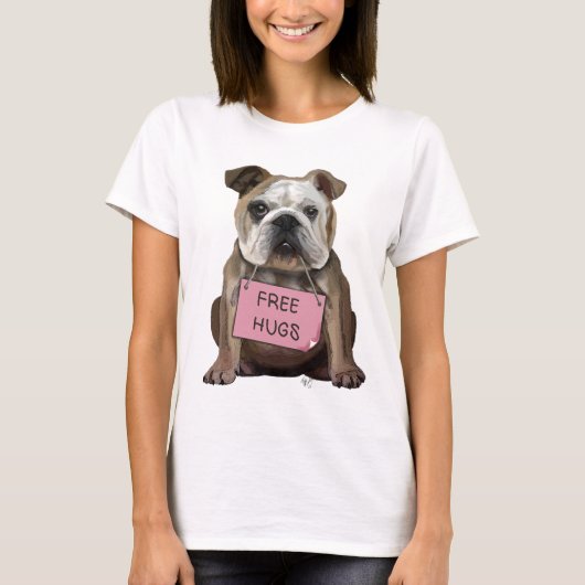 Bulldog Free Hugs T-shirt (Voorkant)