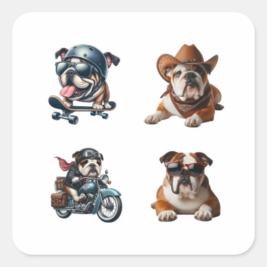 Bulldog Funny Stickers 4 Pack (Devant)