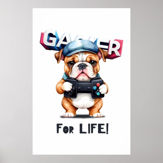 Bulldog Gamer voor het Leven Poster (Voorkant)