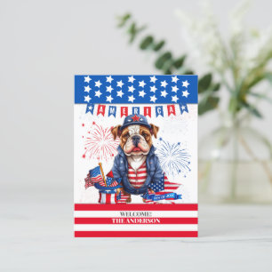 Bulldog Gelukkig 4th van juli Amerika Onafhankelij Briefkaart