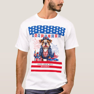Bulldog Gelukkig 4th van juli Amerika Onafhankelij T-shirt