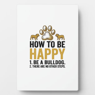 Bulldog Gelukkig Citaat Vintage Gravure Hond Liefh Fotoplaat