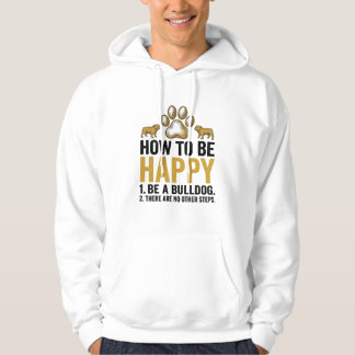 Bulldog Gelukkig Citaat Vintage Gravure Hond Liefh Hoodie
