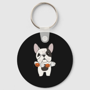Bulldog Gelukkig Halloween Pompoen Honden Hallowee Sleutelhanger