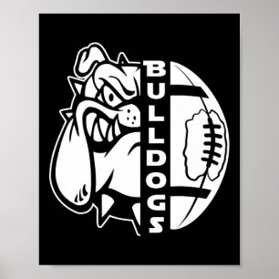 Bulldog Gezicht Half Voetbal Bal Fun Tapijt Poster
