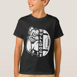 Bulldog Gezicht Half Voetbal Bal Fun Tapijt T-shirt