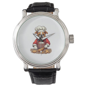 Bulldog Gingerbread Chef hond Horloge