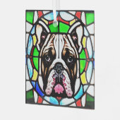 Bulldog "Glas in lood" Glas Ornament (Voorkant links)