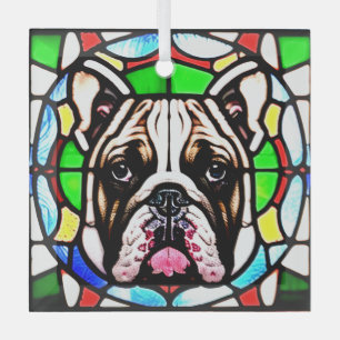 Bulldog "Glas in lood" Glas Ornament