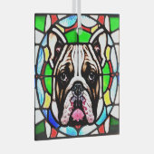 Bulldog "Glas in lood" Glas Ornament (Voorkant Rechts)