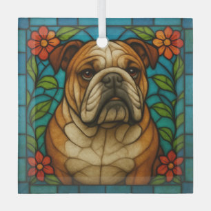 Bulldog "Glas in lood" Glas Ornament