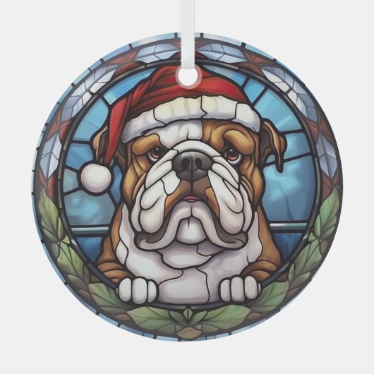 Bulldog Glas in lood Kerst Glas Ornament (Voorkant)