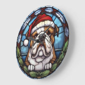 Bulldog Glas in lood Kerst Grote Klok (Hoek)