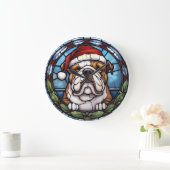 Bulldog Glas in lood Kerst Grote Klok (Huis)