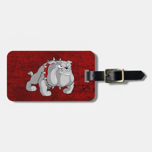 BULLDOG GREY CARTOON BAGAGELABEL (Voorkant horizontaal)