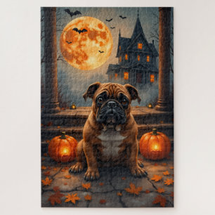 Bulldog Griezelen Porch Halloween Kunstwerk Legpuzzel