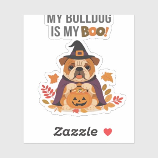 Bulldog Halloween Kostuum Mijn Bulldog is mijn Boo Sticker (Vel)