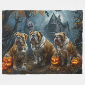 Bulldog Halloween Nacht Doggy Delight Fleece Deken (Voorkant (Horizontaal))