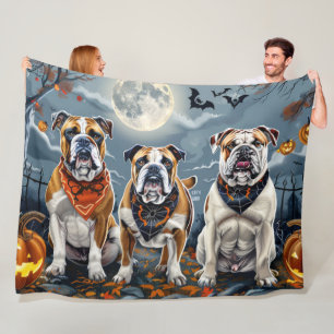 Bulldog Halloween Spooky Fleece Deken