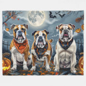 Bulldog Halloween Spooky Fleece Deken (Voorkant (Horizontaal))