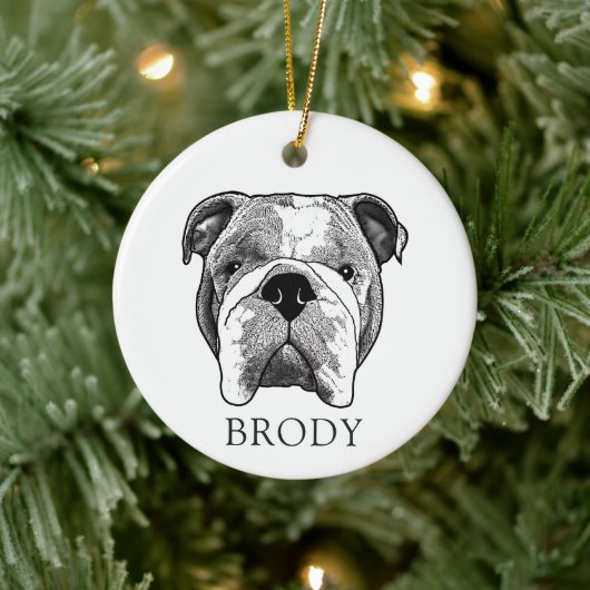 Bulldog handtekening gepersonaliseerd keramisch ornament (Boom)