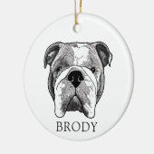 Bulldog handtekening gepersonaliseerd keramisch ornament (Links)