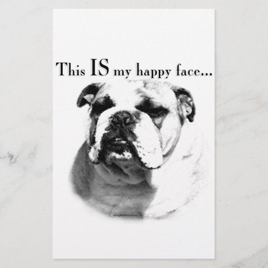 Bulldog Happy Face Briefpapier (Voorkant)