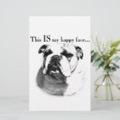 Bulldog Happy Face Briefpapier (Staand voorkant)