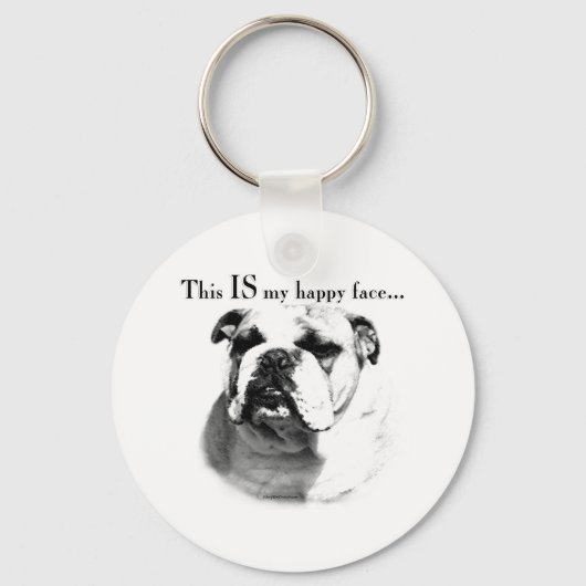 Bulldog Happy Face Sleutelhanger (Voorkant)