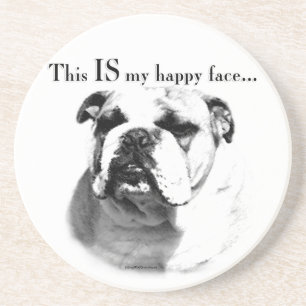 Bulldog Happy Face Zandsteen Onderzetter