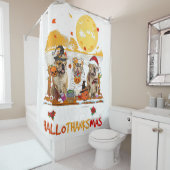 Bulldog Happy Hanksmas Halloween Thanksgivin Douchegordijn (In situ)
