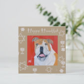 Bulldog Happy Hanukkah Kaart (Staand voorkant)