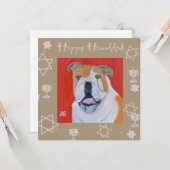 Bulldog Happy Hanukkah Kaart (Voorkant / Achterkant in situ)