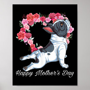 Bulldog Hart Bloemen Happy Moederdag Gifts Poster