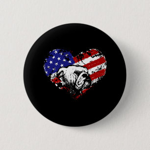 Bulldog hart ronde button 5,7 cm