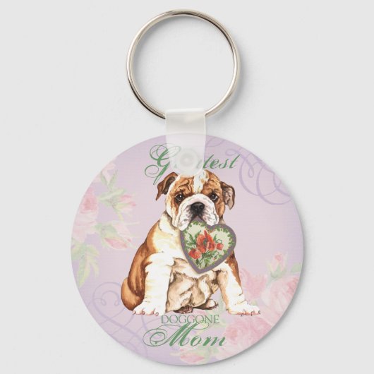 Bulldog Heart mama Sleutelhanger (Voorkant)