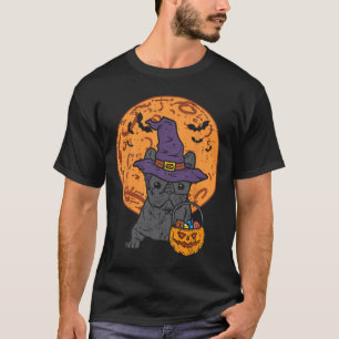Bulldog Heks Maan Pompoen Halloween Frenchie Hond T-shirt