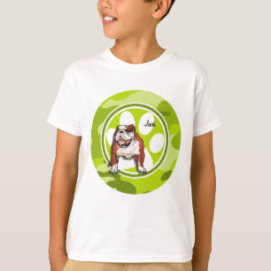Bulldog; heldere groene camo , camouflagewas t-shirt