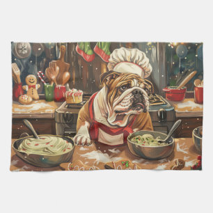 Bulldog Holiday Bakken: Feestelijke Kerstmis Theedoek